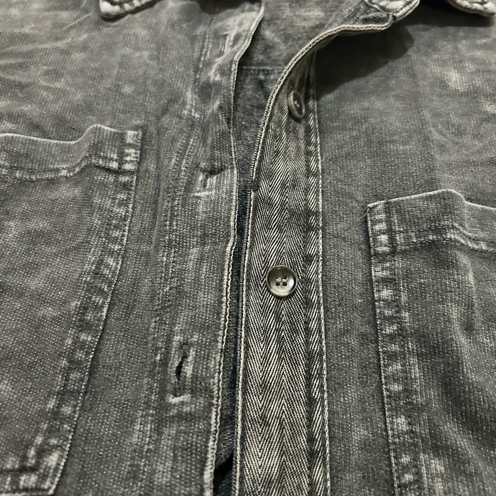 Black Lightweight Shirt Jacket with Distressed Finish - Picture 3 of 6